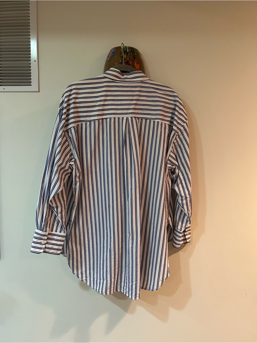 Maeve White and Blue Vertical Stripe Button-Up Blouse. Worn once - Picture 2 of 4
